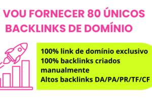 Eu vou Fornecer 80 backlinks de domínio exclusivos