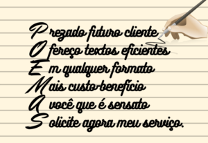 Eu vou escrever texto literário para você