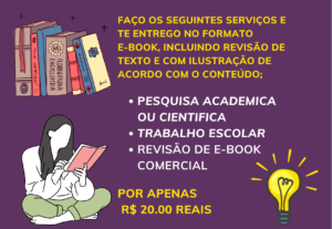 Eu vou revisar o seu texto e entregar em e-book