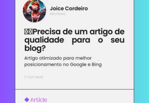 Eu vou escrever o artigo do seu blog/site