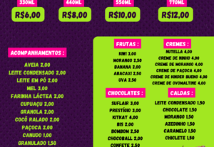 Eu vou fazer um cardápio profissional pro seu comércio