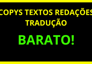 Eu vou fazer copys, textos, redações e tradução