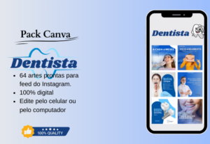 Eu vou Pack Canva Dentista 64 Artes Editáveis