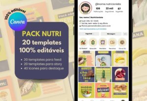 Eu vou fazer 20 artes editáveis para nutricionistas - Canva