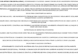 Eu vou criar seu artigo de 500 palavras para seu Blog
