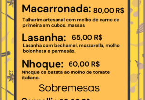Eu vou Fazer seu cardápio personalizado