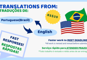 Eu vou traduzir português para inglês, e vice versa