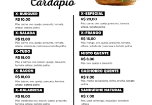 Eu vou produzir cartaz banner e cardápios para você