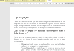 Eu vou fazer digitação e correção de textos.