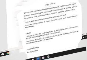 Eu vou digitar seu texto ou transcrever um áudio para você