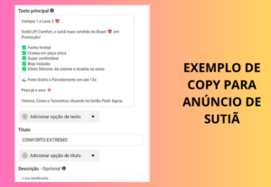 Eu vou criar uma copy para o seu anúncio no Facebook