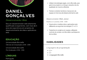 Eu vou fazer seu currículo de forma estética e profissional.