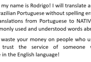 Eu vou traduzir seu texto em português p/ inglês, vice-versa...