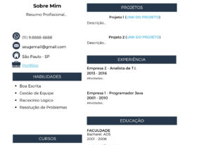 Eu vou fazer um currículo moderno para você