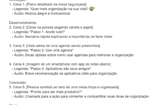 Eu vou fazer um roteiro para o seu vídeo em até uma semana