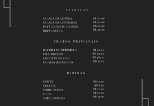 Eu vou fazer um cardápio no estilo do seu restaurante
