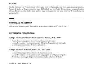 Eu vou fazer um currículo pronto para você