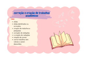 Eu vou Corrigir textos e criar trabalhos acadêmicos