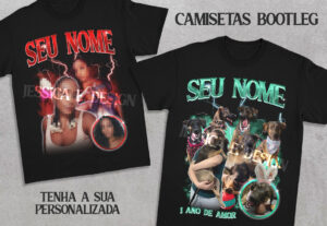 Eu vou criar uma arte de camiseta bootleg com suas fotos