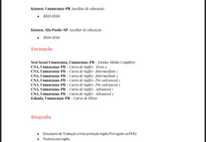 Eu vou traduzir textos e documentos em Inglês e Português
