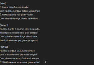 Eu vou Criar uma música para sua candidatura