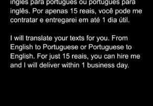 Eu vou Traduzir seus textos de português para inglês