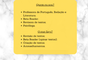 Eu vou revisar, analisar e/ou opinar sobre seu texto.