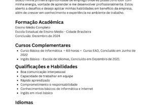 Eu vou criar seu curriculo para se dar bem