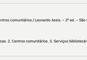 Eu vou fazer a ficha catalográfica dos seus livros.