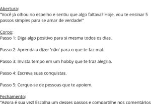 Eu vou criar um roteiro para o seu video