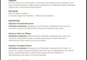 Eu vou Fazer um currículo que chame bastante atenção.