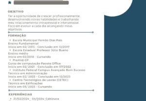Eu vou fazer um currículo atrativo com base nos seus dados