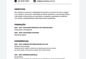Eu vou criar um currículo incrível