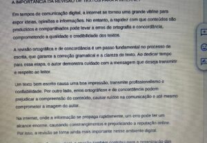 Eu vou revisar seus textos nas normas da Língua Portuguesa.