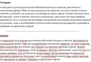 Eu vou traduzir do português ao espanhol ou vice versa.