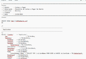 Eu vou criar um relatório personalizado em Sql Server.