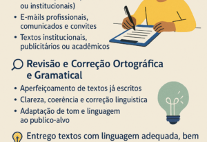 Eu vou fazer Redação, revisão e correção ortográfica de text...