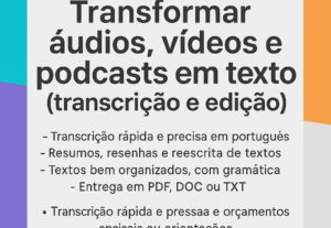 Eu vou Transformar áudios, vídeos e podcasts em texto