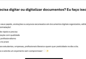 Eu vou digitar e digitalizar seus documentos