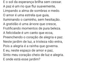 Eu vou Fazer um poema com as letras do seu nome.