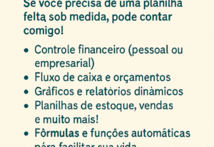 Eu vou Criar planilhas personalizadas no Excel.