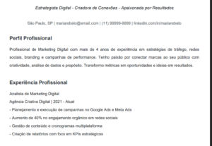 Eu vou criar um currículo atrativo