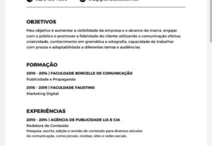 Eu vou criar um currículo atrativo.