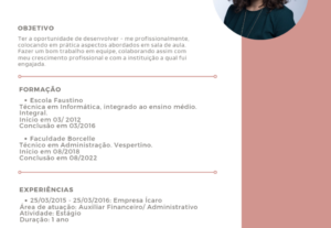 Eu vou fazer Currículo personalizado para o cliente