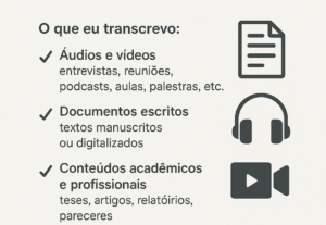 Eu vou transcrever documentos,fotos ou vídeos
