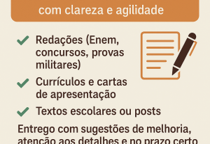 Eu vou fazer Revisão de redações, currículos e textos com cl...