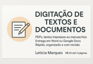 Eu vou Digitar  documentos, PDFs e textos escaneados.