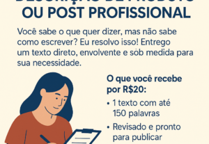 Eu vou  fazer Texto Profissional para sua Bio ou Descrição