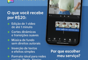 Eu vou editar seu vídeo de até 1 minuto