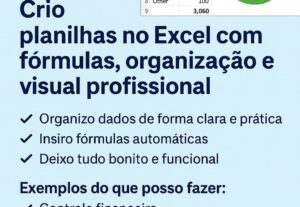 Eu vou criar planilhas com organização visual e profissional